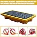 2 Pcs 2 Drum Spill Containment Pallet with Drain Outlet, 26”x14”x4.7” Leakproof Platform, 2000lbs Load Capacity Stackable Detachable Tray for Garage, Kitchen, Basement & Industrial Storage