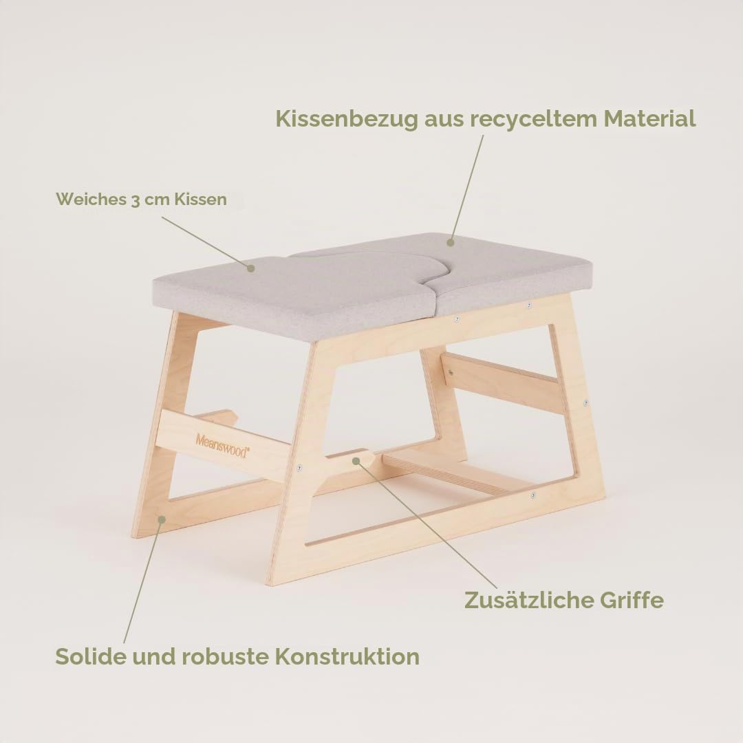 Meanwsood Kopfstandhocker Yoga stuhl Yoga hocker Fitnessbank Einfache und sichere Umkehrungen Made in Italy (Natürliche Version)