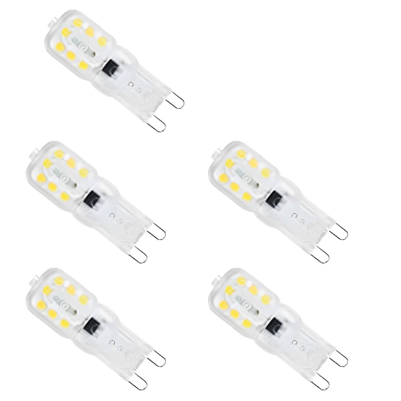 True Face 5 Pack G9 LED Dimmable Capsule Bulbs, 5W & 8W Energy Efficient Halogen Replacement, Warm White, 220-240V, 360° Beam, Flicker-Free, Long-Lasting Light Warm White 5WW