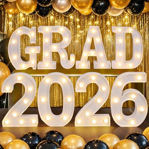 SANANT Graduation Class of 2026 Decorations 8 LED Marquee Light Up Letters GRAD 2026 for Graduation Party Decor 2026 Graduation Decorations Party Supplies