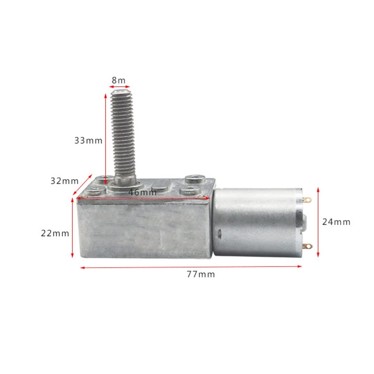 Micromotor 370 Motorreductor 24 V CC, Alto Par, Eje Roscado M8, 6rpm