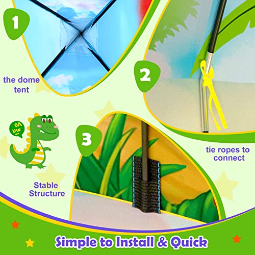 Image of PigPigPen 3pc Dinosaur Play Tent for Kids, Baby Ball Pit, Crawl Tunnel, Castle Tents for Toddlers, Children Indoor & Outdoor Playhouse Toys, Perfect Kid's Gifts