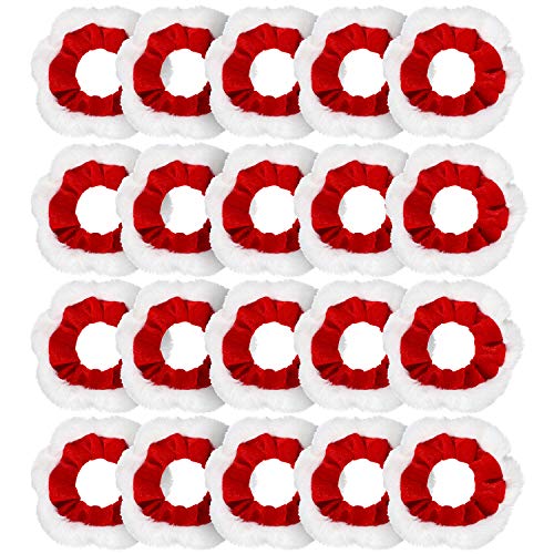 20 Pieces Christmas Hair Scrunchies Soft Velvet Scrunchies Elastic Hair Ties Ropes Cute Xmas Hair Scrunchy Christmas Hair Band Bobbles Hair Accessories for Women Girls (Red, Green)