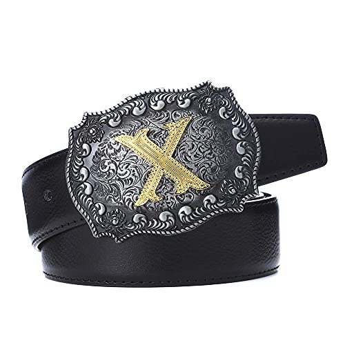 Image of HUABOLA CALYN Belt Buckle Men, Western Cowboy Rodeo Small Alphabet Letter ABCDMRJ to Z Initial Belt Buckles for Women