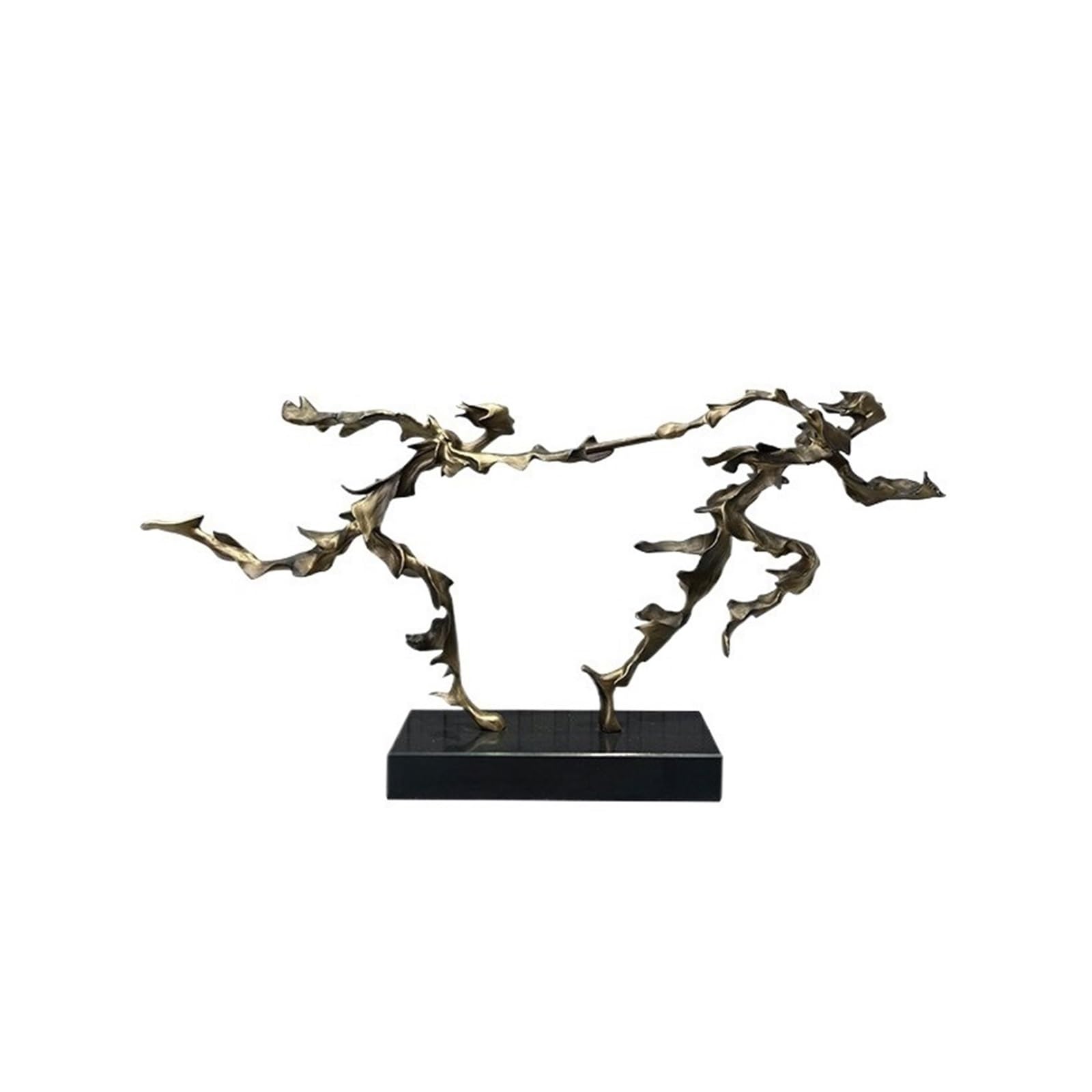 zhuyanbo007 Desk Statue, Minimalist Running Figures Sculpture Metal Art Decor with Marble Base(Bronze)