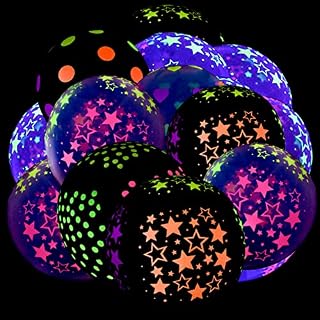 50 Pieces Neon Balloons Glow in The Dark Paint Blacklight Neon Party Decorations, Latex Balloon Mini Polka Dots Balloons for Birthday Wedding Arch Themed Party Supplies