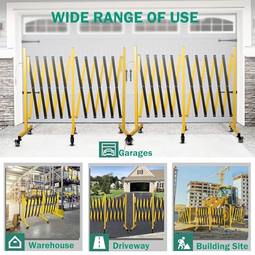 Barriera di metallo espandibile – Barriera mobile di sicurezza, recinto retrattile con ruote per costruzione di strade e garage