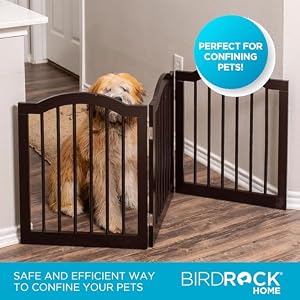 INTERNET'S BEST Arched Top Dog Gate | 4 Panel, 24" H Wooden Pet Barrier for Dogs or Cats | Freestanding Folding Room Divider for Doorways, Hallways, Stairs, and Porch | Portable, Extra Wide | Espresso INTERNET’S BEST Arched Top Dog Gate | 4 Panel, 24″ H Wooden Pet Barrier for Dogs or Cats | Freestanding Folding Room Divider for Doorways, Hallways, Stairs, and Porch | Portable, Extra Wide | Espresso
