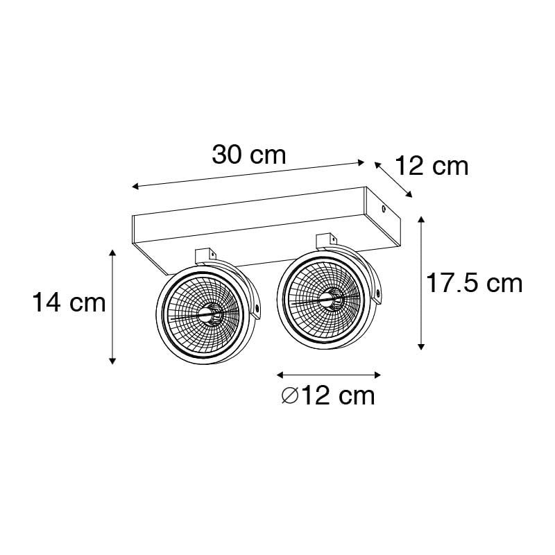 Qazqa Moderno Foco de diseño negro orientable 2 luces - Go Aluminio Rectangular Adecuado para LED Max. 2 x 3 Watt