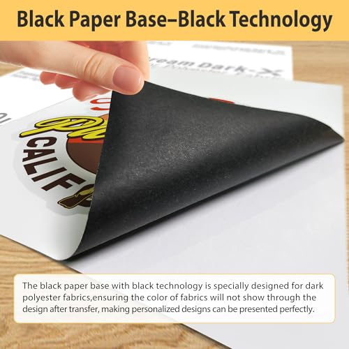 Image of TransOurDream Heat Transfer Paper for Dark Polyester Fabrics (Dark X, 8.5 inchx11 inch, 50 Sheets) Printable Iron on Heat Transfer Vinyl for Inkjet Printer