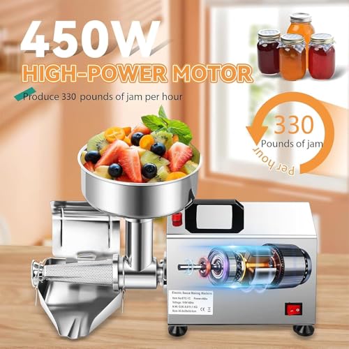 Colino elettrico per pomodoro e salse, 450 W, per passata di pomodoro e conserve, strumento da cucina efficiente per salse fresche