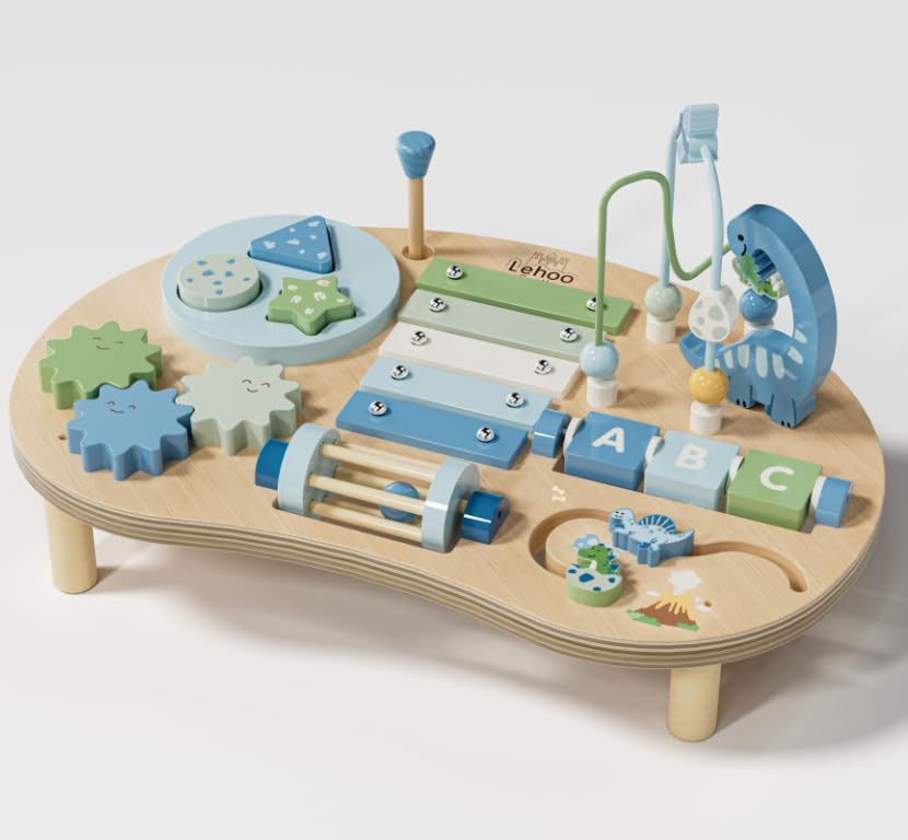 Lehoo Castle Tavolo attività in legno per bambini, regalo di compleanno per bambini | Con giocattolo educativo e motorico per 1-3 anni