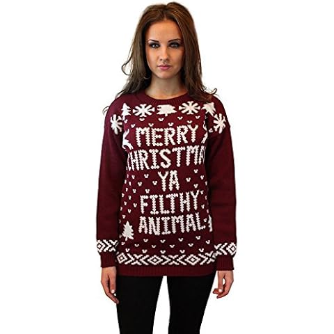 FashionClothing Mens Ladies Merry Xmas Christmas YA Filthy Animal Jumper Sweater Wine Cover