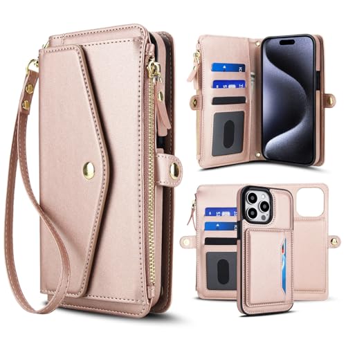 【SUYYPW】適用 iPhone 17 Pro max マグセーフ ケース 財布型 2in1分離式 いphone17プロマックス カバー 手帳型 ショルダー ストラップ長+短2本 カード収納 小銭入れ スタンド機能 ジッパーポケット RFIDブロッキング