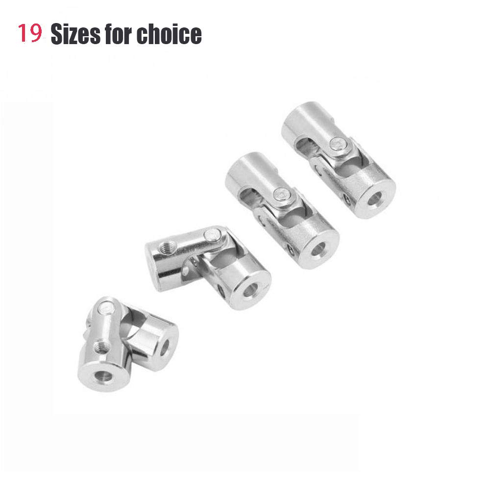 2 Pcs 2mm to 10mm Universal Joint Shaft Coupling with Screws 19 Sizes Motor Shaft Coupling Universal Joint Connector for RC Model Motor