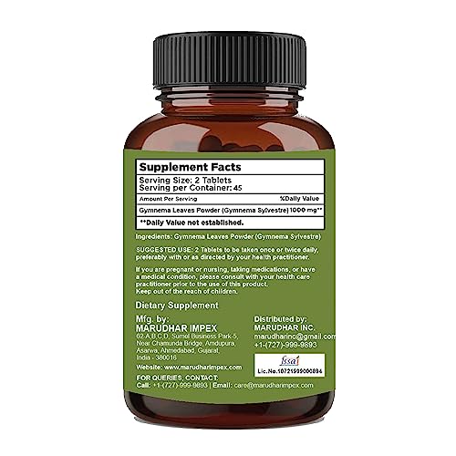 Gymnema Tablets By Mi Nature | 90 Tablets, 1000 Mg | 45 Days Supply | Gurmar | Gymnema Sylvestre Supplements | Vegan #TOP2