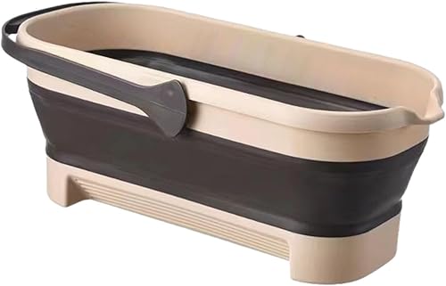 Collapsible Buckets, Multifunctional Portable Collapsible Wash Basin, Collapsible Cleaning Bucket with Sturdy Handle, Rectangular Foldable Mop