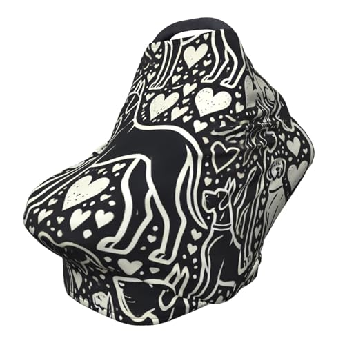 allgobee Original Nursing Cover 5-in-1,Great Dane Dogs Minimalist Style Baby Car Seat,Stroller Canopy for Breastfeeding Privacy