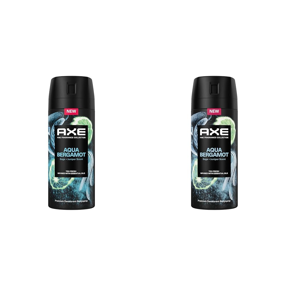 Axe Premium Bodyspray Aqua Bergamot Deo ohne Aluminiumsalze für 72H Frische 150 ml (Packung mit 2)
