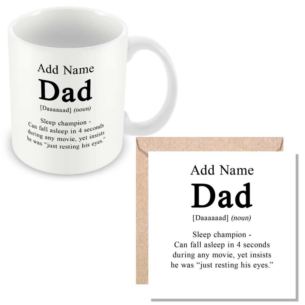 MUGGZ - Customisable - Mug & Card - Sleep Champion - I was Just Resting My Eyes - Dad Dictionary Definition