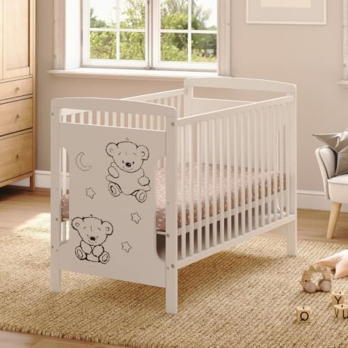 Bello4Baby Cuna para bebé 60 × 120 cm Timber Nest sin colchón, somier Regulable en 3 Alturas, 3 barrotes extraíbles