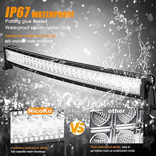 Nicoko 32 Inch 180W Curved Led Light Bar With Chasing Rgb Halo Ring For 10 Solid Color Changing With Strobe Flashing Spot Flood Combo Beam Ip68 Waterproof Free Wiring Harness For Off Road Truck #TOP3