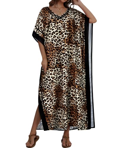 Image of Kaftan Dresses for Women V Neck Caftan Batwing Sleeve Swimsuit Cover Up
