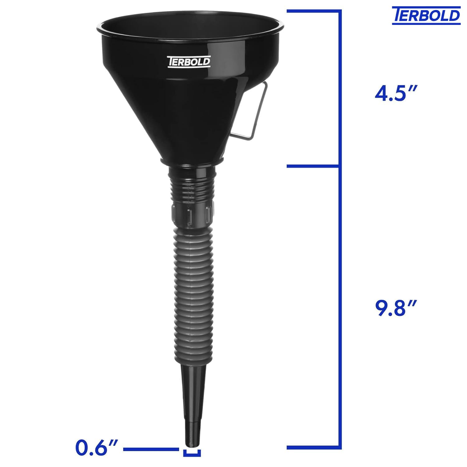 Embudo automotriz con tubo flexible, negro