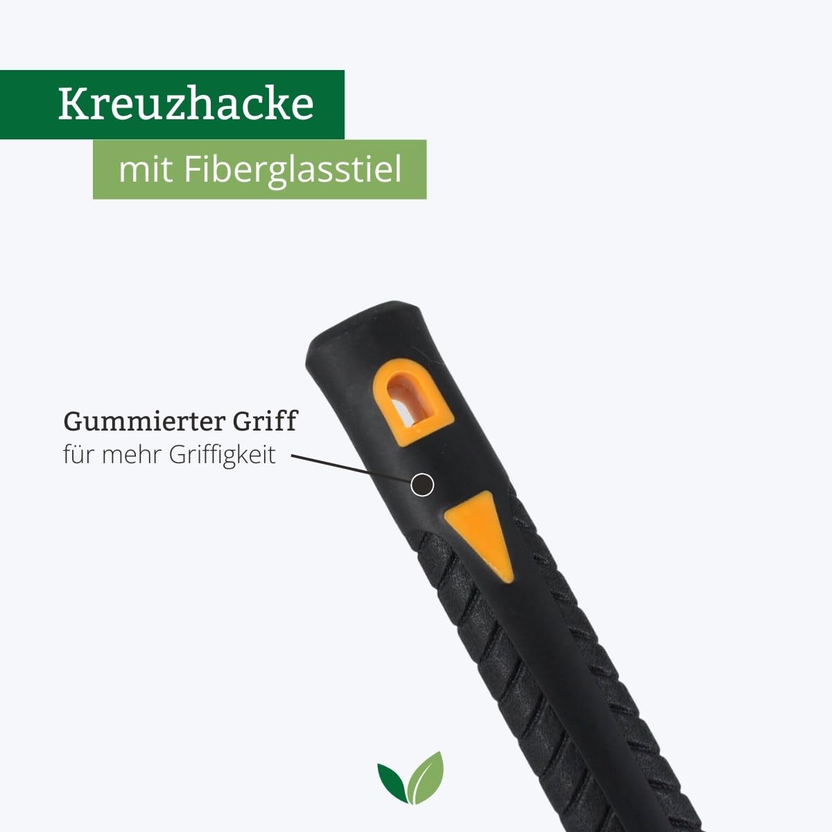 Kreuzhacke 2,5 kg aus gehärtetem & geschmiedetem Stahl | Stabiler Fiberglasstiel 90 cm | Spitzhacke & Flachhacke für Harte, steinige Böden | Wurzeln schneiden, Erde lockern, Gartenhacke
