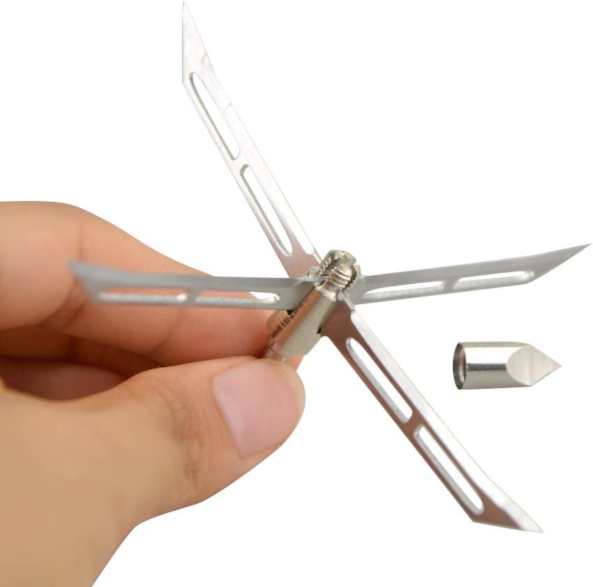SHARROW Archery 6/12 PCS 186 Grain Broadheads 4 Fixed Blade Arrowhead Screw-in Hunting Arrow Heads Arrow Tips Compatible with Traditional Bows Recurve Bow and Compound Bow (12 pcs)