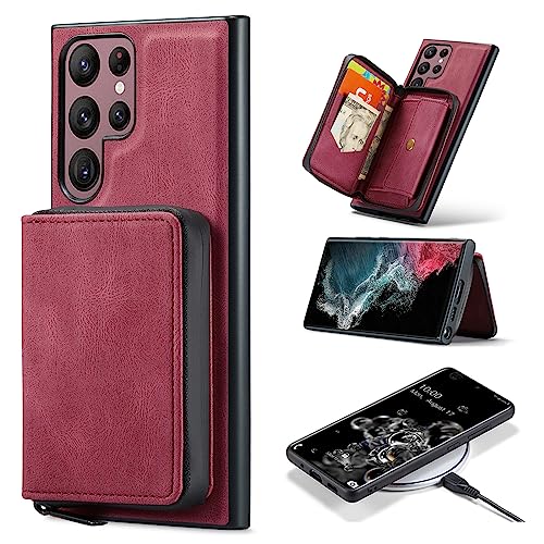Coque Samsung S22 Ultra 5G style portefeuille en cuir pour des déplacements simplifiés