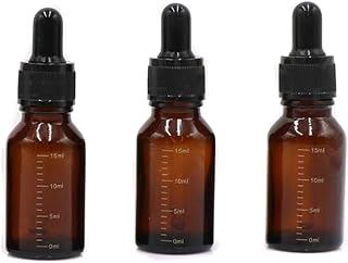 3 Pcs 15ml 0.5oz Empty Refillable Amber Glass Graduated Dropper Bottle Essential Oil Cosmetics Elite Fluid Container Jar Pot Holder with Glass Pipette Dropper