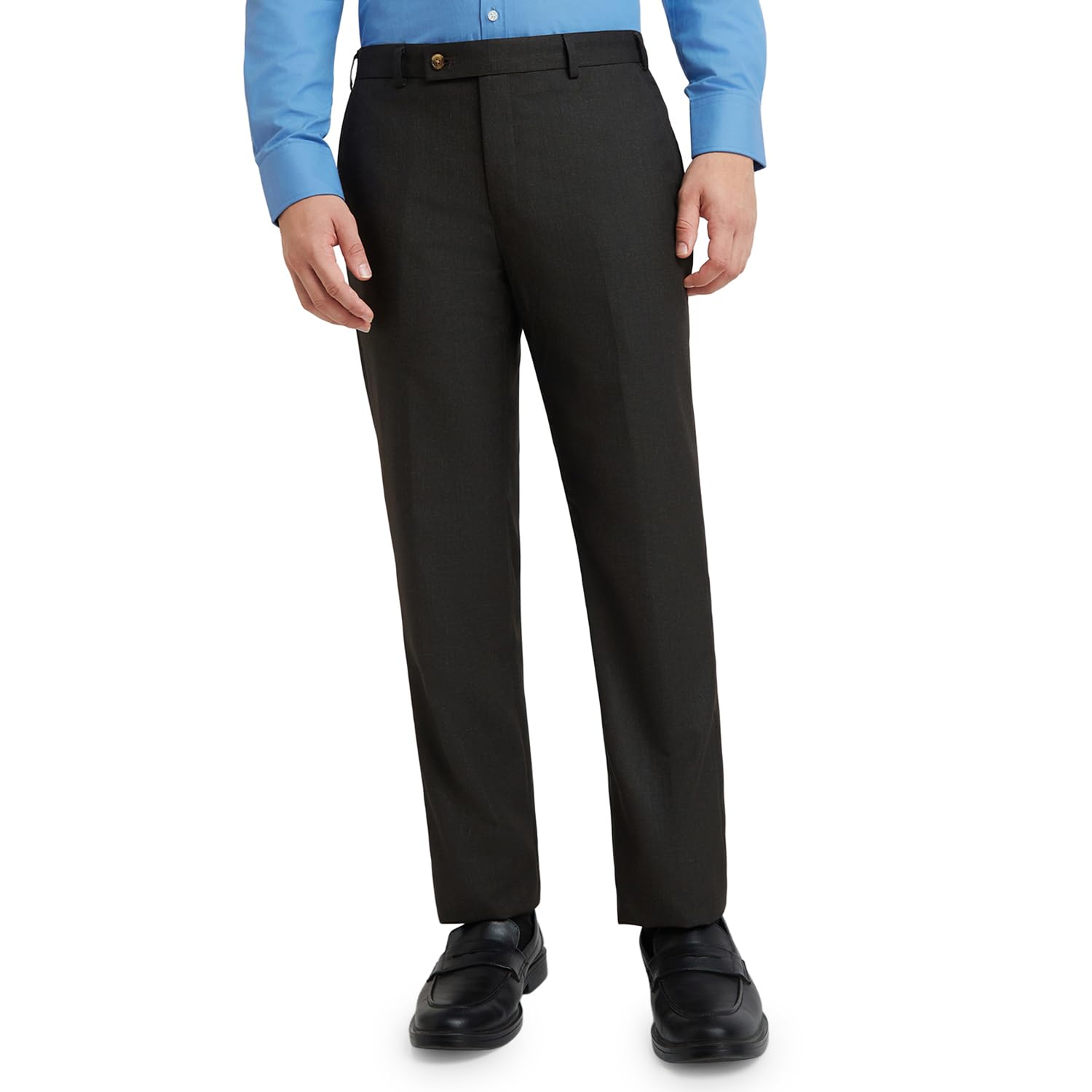park avenue Men's Regular Fit Stripe Pattern Poly Viscose Blend Flat Front Formal Mid Rise Trouser (Size: 32)-PMTX07639-O6 Dark Brown-picture-42