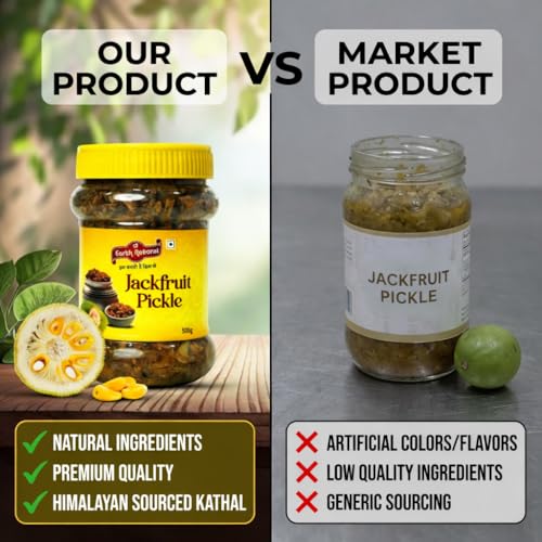 Image of Earth Natural Jackfruit Pickle 500g in Fresh | Handmade Kathal ka Achar in Mustard Oil | Spicy & Tangy Homemade Pickle | Traditional Jackfruit Achaar | No Chemical Preservatives