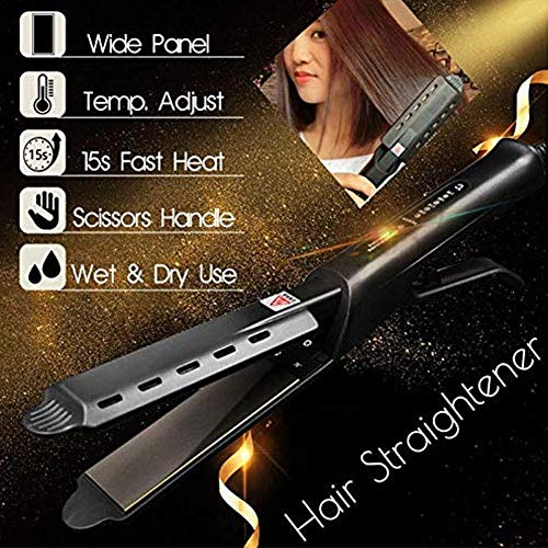 Foxsmzz Hair Iron, Ceramic Tourmaline Ionic Flat Iron Hair Straightener, Dual Use Dry And Wet For Hair Care Adjustable Temperature, For All Hair Types #TOP2