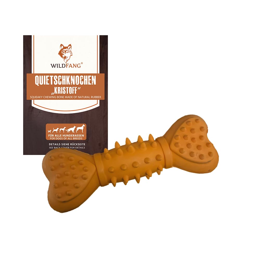 Wildfang® Juguete para perros de 100% caucho natural, resistente, hueso masticable Kristoff para perros, no tóxico, sin BPA, respetuoso con el medio ambiente