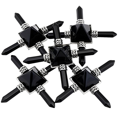 Rockcloud Pyramid Energy Generator,Reiki Chakra Healing Crystal Stone,Black Obsidian #TOP3