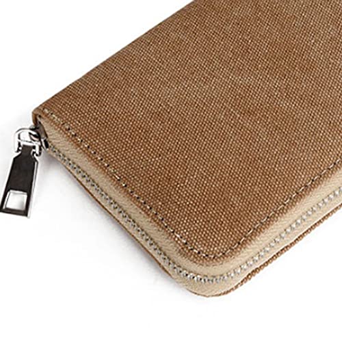Womens Wallets Canvas Fashion Large Capacity Purse Blue Khaki Wallet Fashion Money Clip (Brown)3