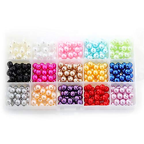 QZX1 8mm 600pcs Mixed Colors Round Pearls Craft Pearl Beads