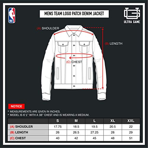 Ultra Game SKM4084H Nba Multi Team Mens Distressed Patch Jean Jacket thumb #5