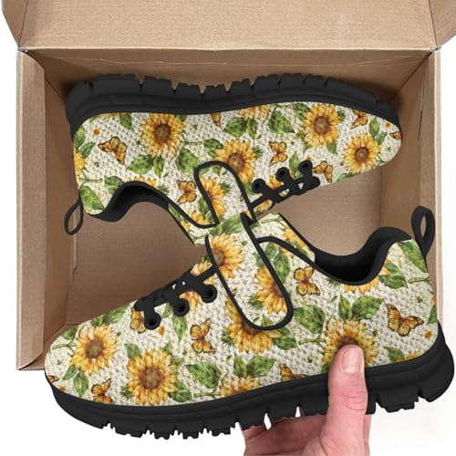 Kids Sneakers Running Tennis Athletic Shoes for Boys&Girls (Little Kid/Big Kid) Sunflowers Butterfly Print2