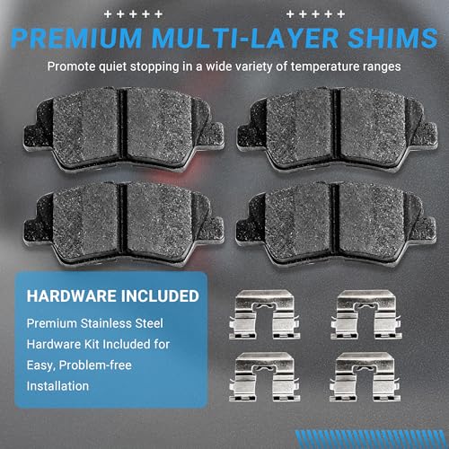 Image of Brake Pads Rear Set Compatible with Hyundai Azera Sonata Elantra, Kia Soul V4 Amanti V6 Rear Brakes Semi-Metallic D1313