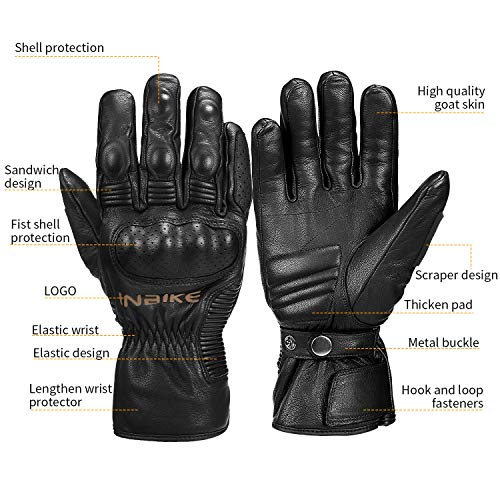 image for INBIKE Winter Motorcycle Gloves, cold weather Thermal Leather Full Fin