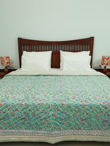 Image of Pakshi Ac Dohar Double Bed | Uniform Cotton Filling Duvet | 100% Cotton Soft & Cozy AC Blanket | Lightweight Reversible Design Quilt | Color - White