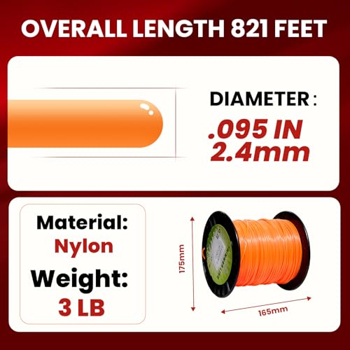 SENZHAO .095" Commercial Trimmer Line 3LB Donut Orange Round Nylon by SENZHAO - Used condition - Image 2