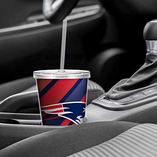 Image of Rico Industries NFL Football 16oz Clear Tumbler W /Straw for NFL Fans