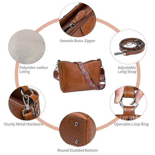 Genuine Leather Purses for Women Crossbody Bags Hobo Bags Top Handle Women's Shoulder Handbag with 3 Straps 5