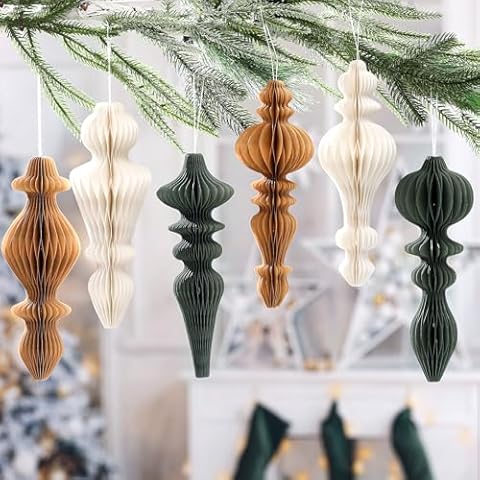 Watersay 6 Pcs Paper Christmas Ornaments Cover