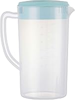 Vista 11 de Jarra de agua de plástico de 81 oz/2.4 litros/0.63 galones con tapa, juego de 2 jarras sin BPA, jarra de agua para bebidas calientes/frías, té Azul