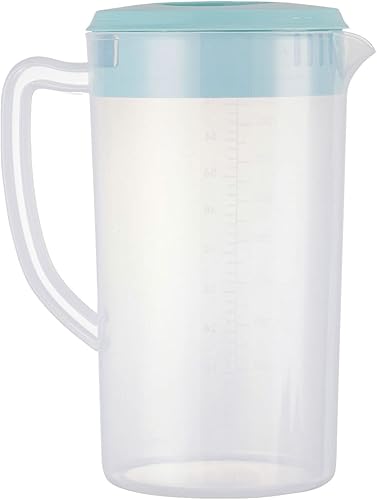 Miniatura 9 de Jarra de agua de plástico de 81 oz24 litros063 galones con tapa juego de 2 jarras sin BPA jarra de agua para bebidas de jugo calientefrío té helado